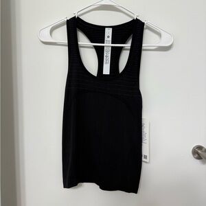 lululemon athletica swiftly Black Racerback 2.0 race glow stripe  Seamless Tank